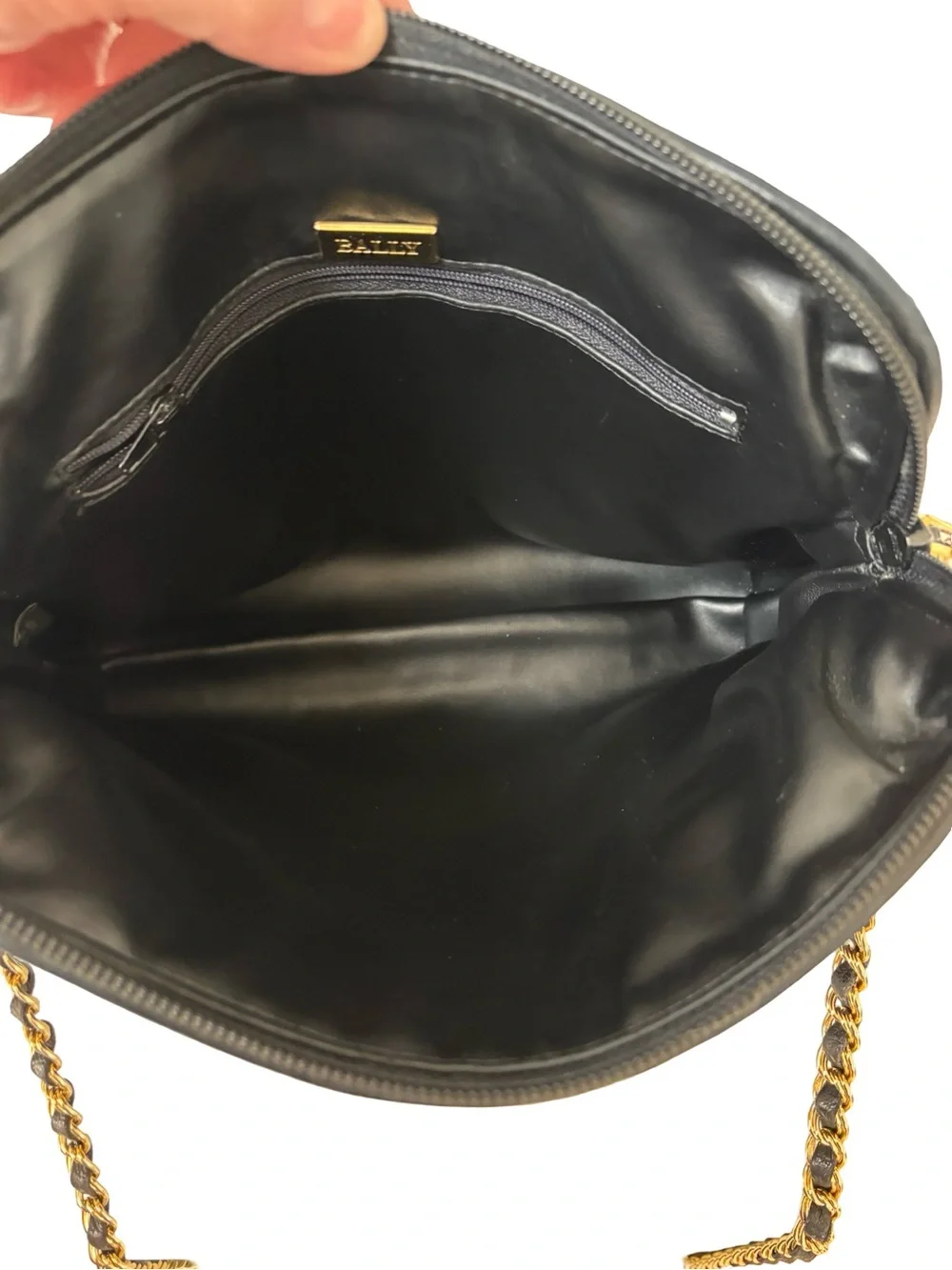 Bally Black Quilted Gold Chain Crossbody Bag